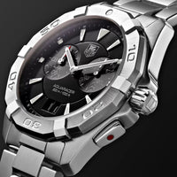 Tag Heuer Aquaracer Quartz Black Dial Silver Steel Strap Watch for Men - WAY111Z.BA0928