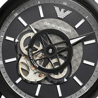 Emporio Armani Meccanico Automatic Black Dial Black Steel Strap Watch For Men - AR60010