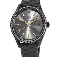 Tag Heuer Carrera Diamonds Anthracite Black Dial Black Leather Strap Watch for Women - WAR1115.FC6392