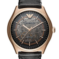 Emporio Armani Meccanico Black Dial Black Leather Watch For Men - AR60004