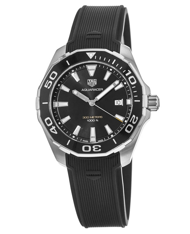 Tag Heuer Aquaracer Quartz Black Dial Black Rubber Strap Watch for Men -  WAY101A.FT6141