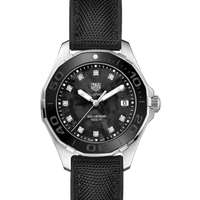 Tag Heuer Aquaracer Quartz Mother of Pearl Black Dial Black NATO Strap Watch for Women - WAY131M.FT6092