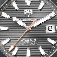 Tag Heuer Aquaracer Caliber 5 Black Dial Brown Leather Strap Watch for Men - WAY201M.FC6474