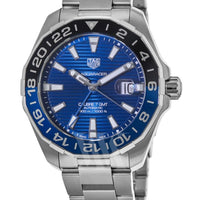 Tag Heuer Aquaracer GMT Calibre 6 Automatic Blue Dial Silver Steel Strap Watch for Men - WAY201T.BA0927