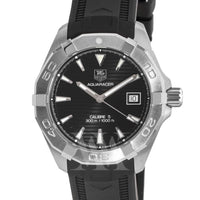 Tag Heuer Aquaracer Automatic Caliber 5 Black Dial Black Rubber Strap Watch for Men - WAY2110.FT8021