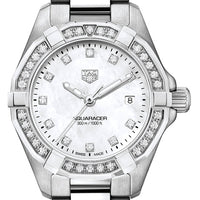 Tag Heuer Aquaracer Diamonds Mother of Pearl White Dial Silver Steel Strap Watch for Women - WBD1415.BA0741