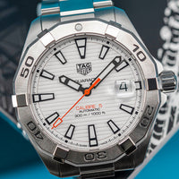 Tag Heuer Aquaracer Automatic White Dial Silver Steel Strap Watch for Men - WBD2111.BA0928
