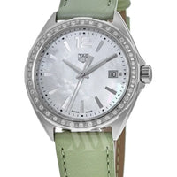 Tag Heuer Formula 1 Quartz Diamonds Mother of Pearl Dial Green Leather Strap Watch for Women - WBJ131A.FC8249