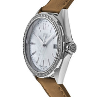 Tag Heuer Formula 1 Quartz Mother of Pearl Dial Brown Leather Strap Watch for Women - WBJ131A.FC8255