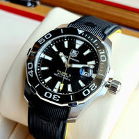 Tag Heuer Aquaracer Calibre 5 Automatic Black Dial Black Rubber Strap Watch for Men -  WAY211A.FT6151