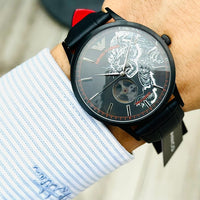 Emporio Armani Meccanico Skeleton Black Dial Black Leather Strap Watch For Men - AR60046