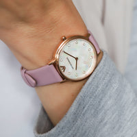 Emporio Armani Kappa Mother Of Pearl White Dial Pink Leather Strap Watch For Women - AR11130