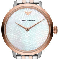 Emporio Armani Modern Slim Analog Mother of Pearl Dial Two Tone Steel Strap Watch For Women - AR11157