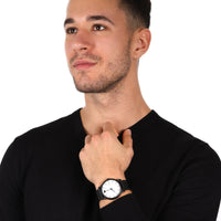 Emporio Armani Luigi White Dial Black Mesh Bracelet Watch For Men - AR11046